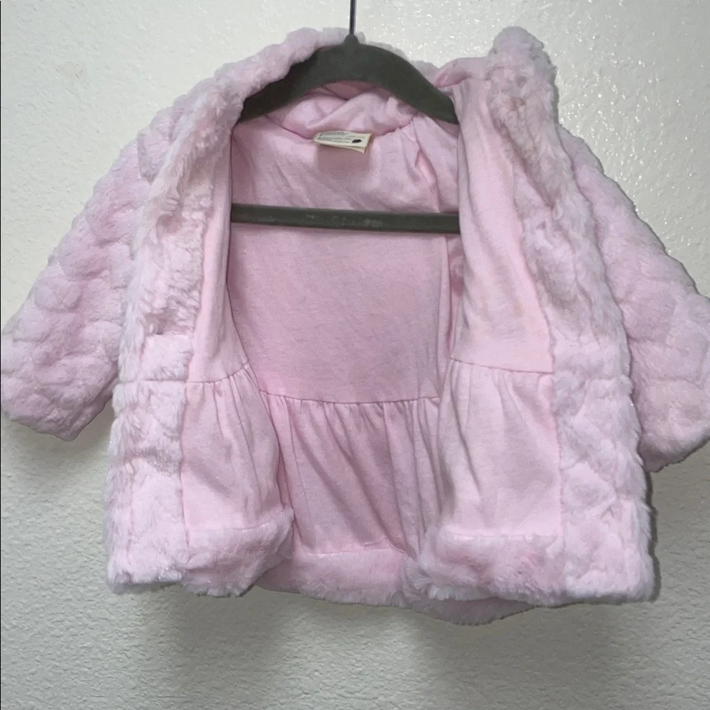 First Impressions Soft Pink Faux Fur Baby Jacket Hooded Coat Infants 0-3 Months
